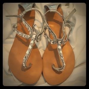 Silver crystal thong sandals